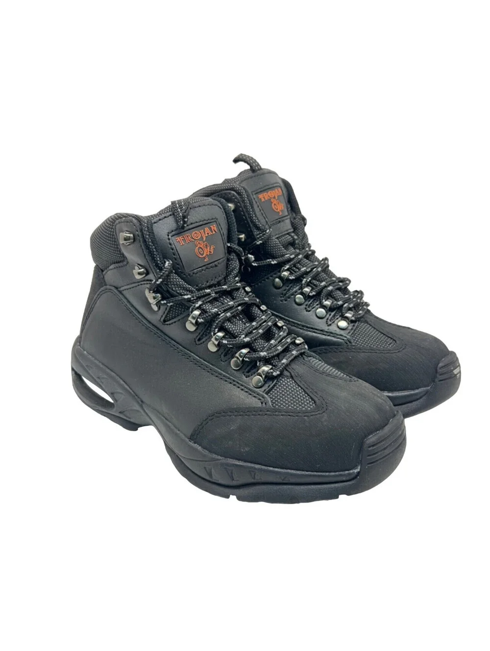 Trojan Men's Mid-Cut Safety Toe Plate Lace-Up WP Work Boots P9826 Black Size 8M